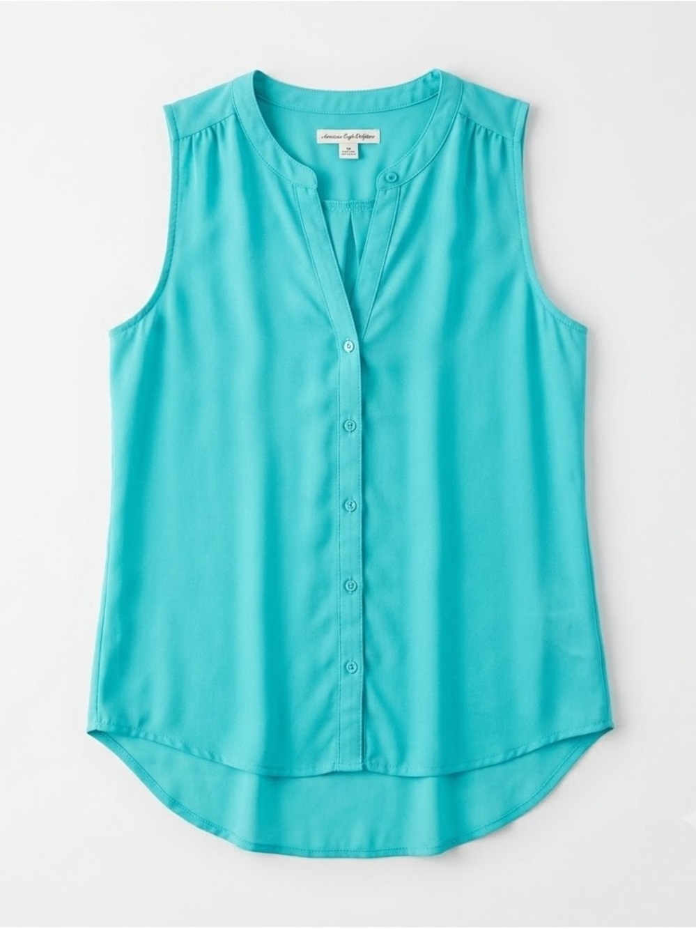 American Eagle Outfitters Sleeveless Button-Front Top in Turquoise